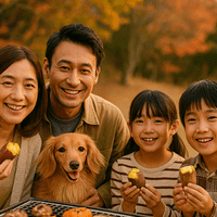 秋の味覚BBQを楽しむ40代ママと子どもたち