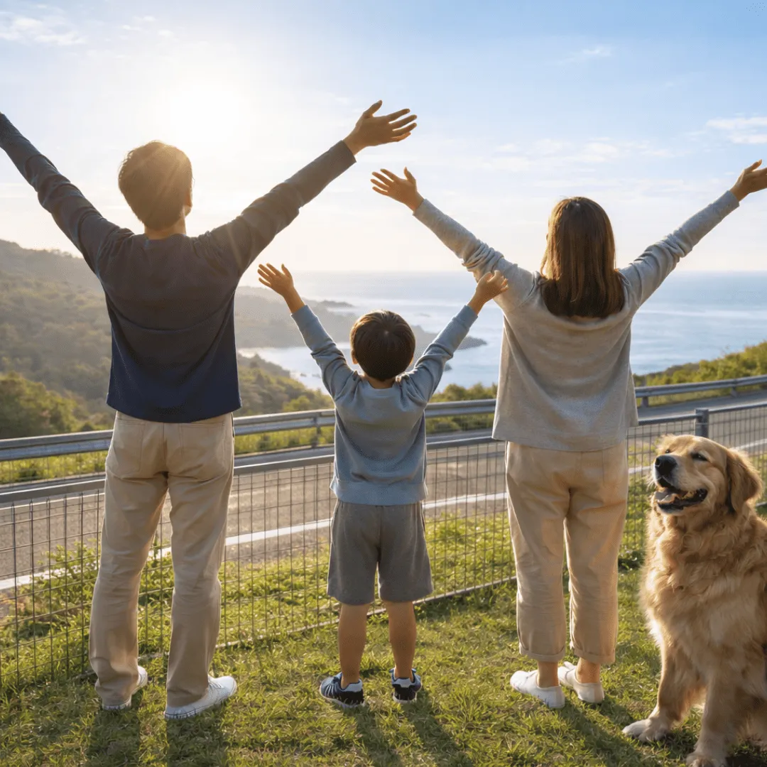 春の朝、深呼吸