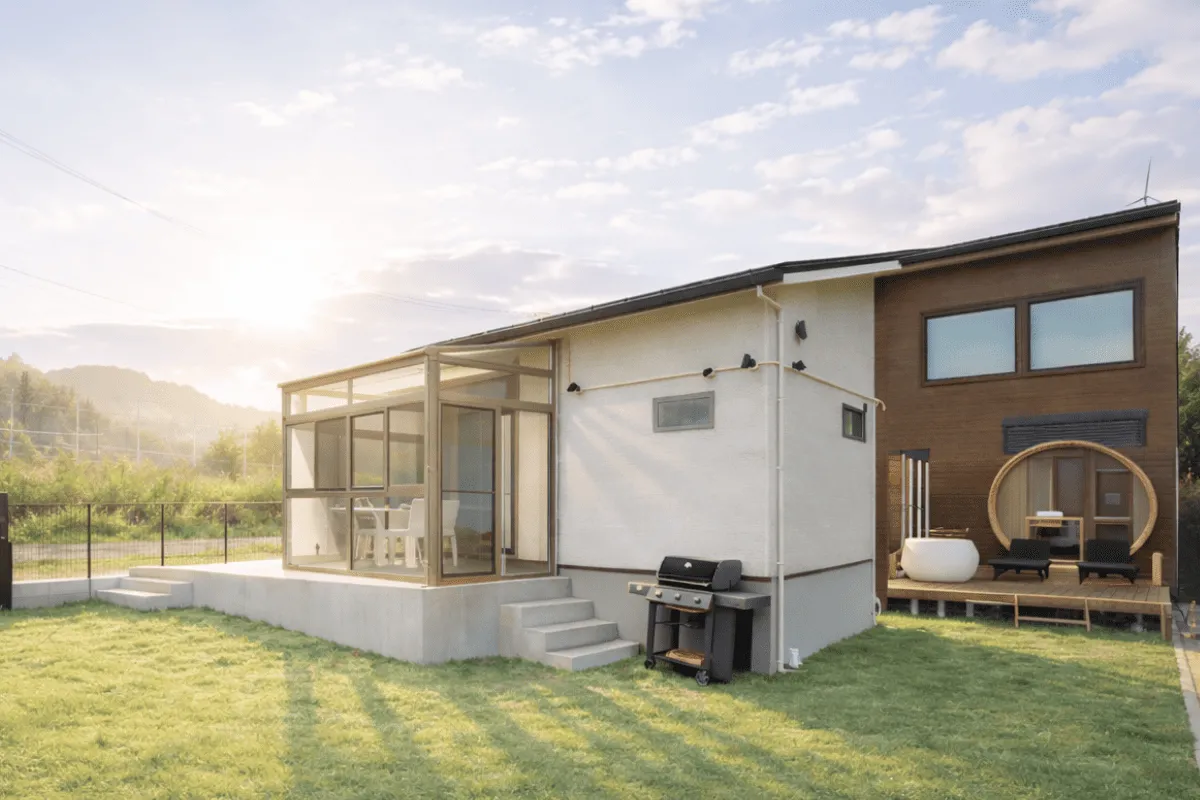 春の朝、やわらかな空気に包まれるしっぽの森リゾート淡路島